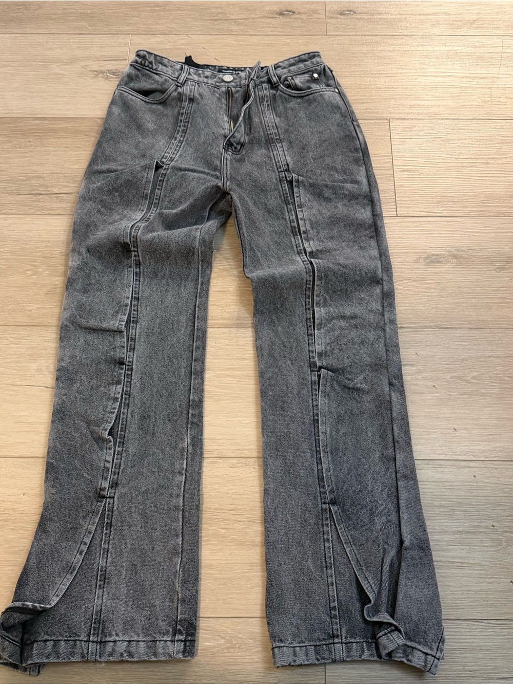 Maniere De Voir Washed Black Wide Leg Jeans - Picture 2 of 8